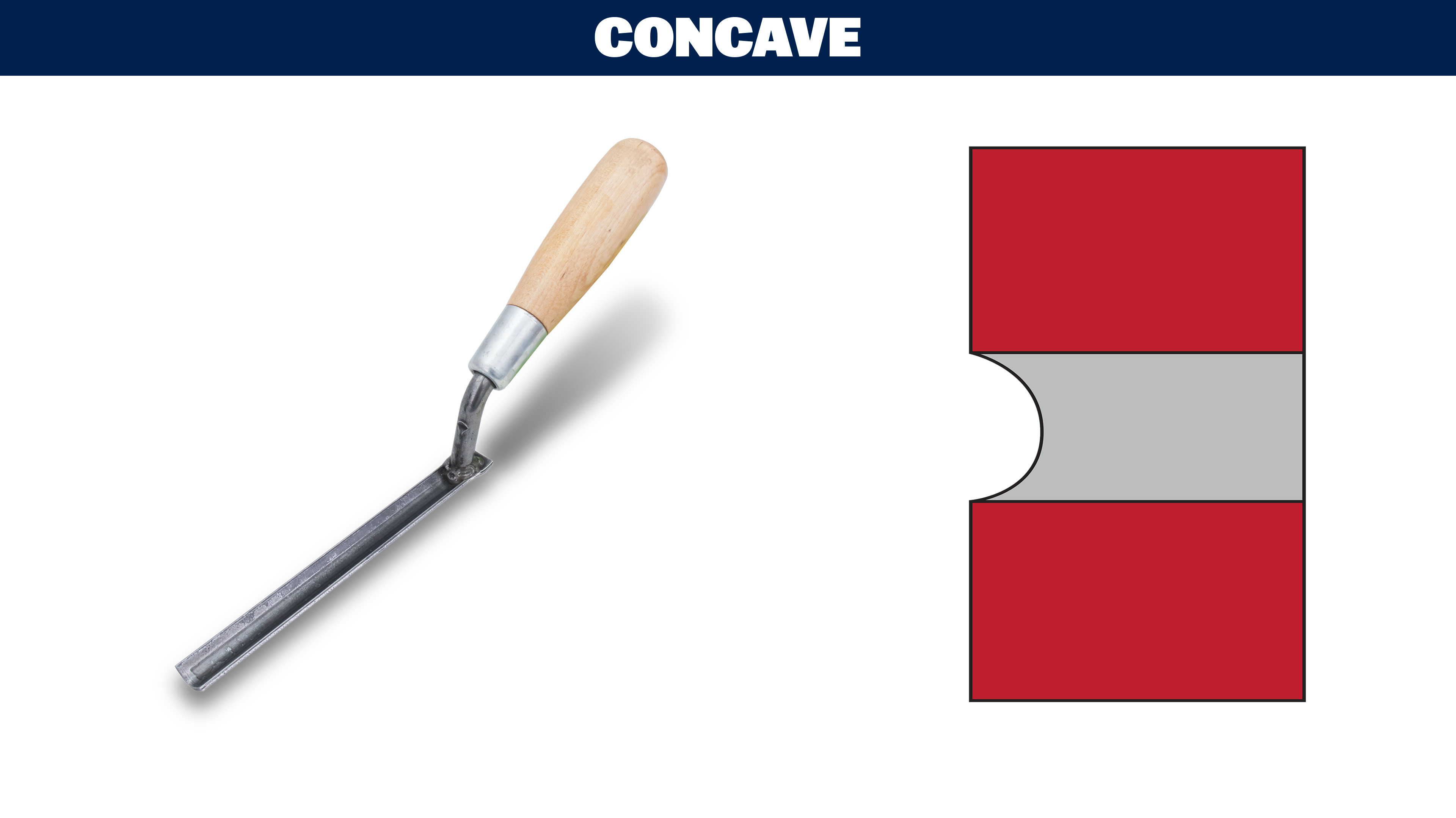 concave jointer next to a diagram of a concave joint